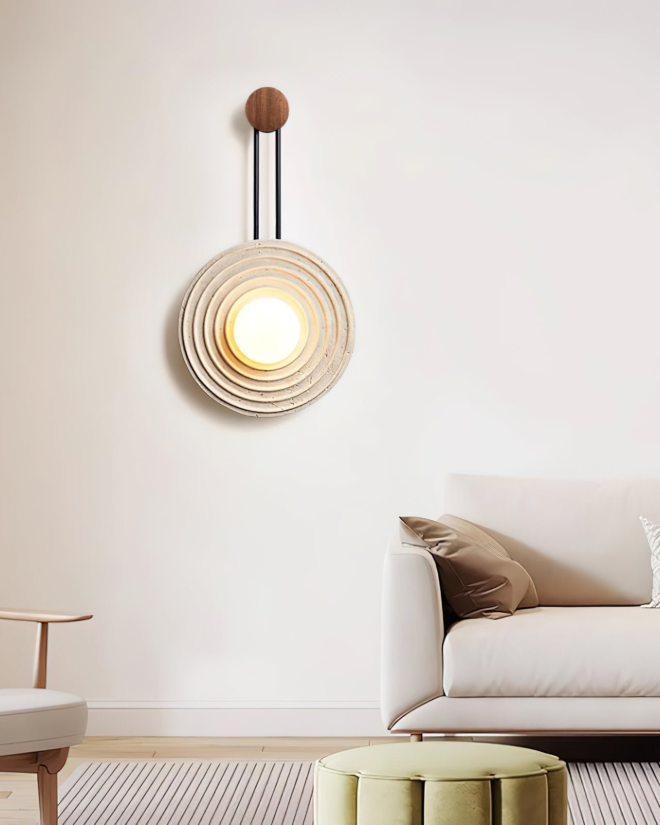 Isoror Spiral-Ring Travertine Wall Light-Neutral Decor