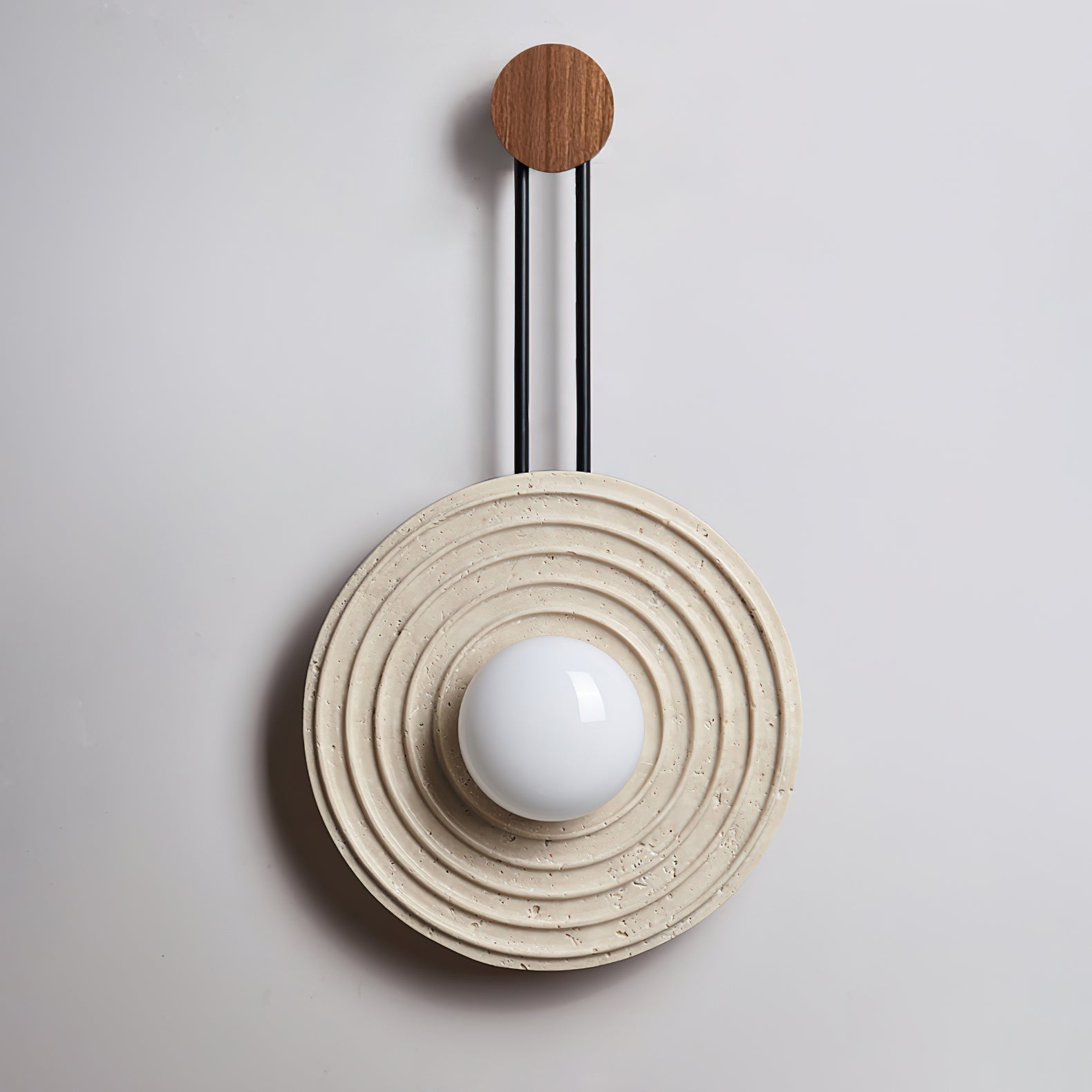 Isoror Spiral-Ring Travertine Wall Light-Neutral Decor