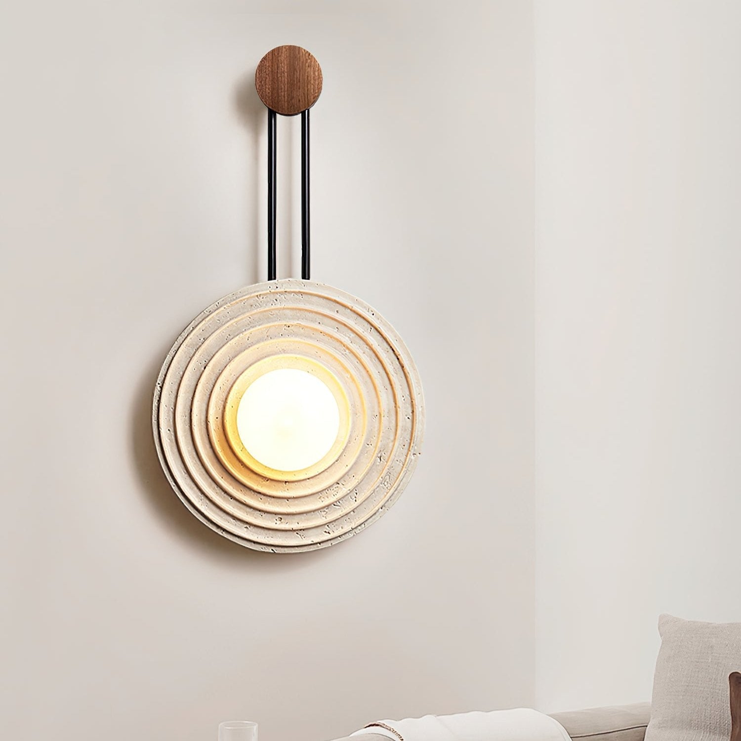 Isoror Spiral-Ring Travertine Wall Light-Neutral Decor