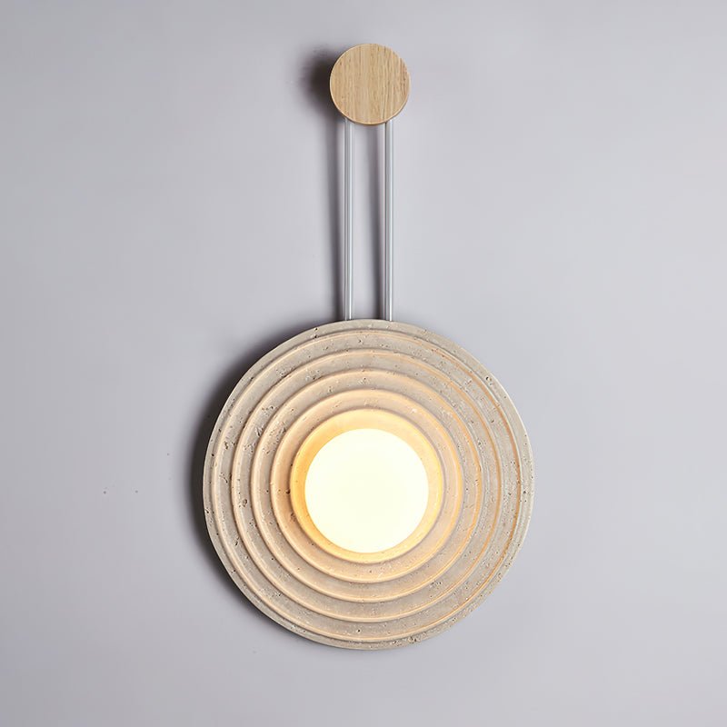 Isoror Spiral-Ring Travertine Wall Light-Neutral Decor
