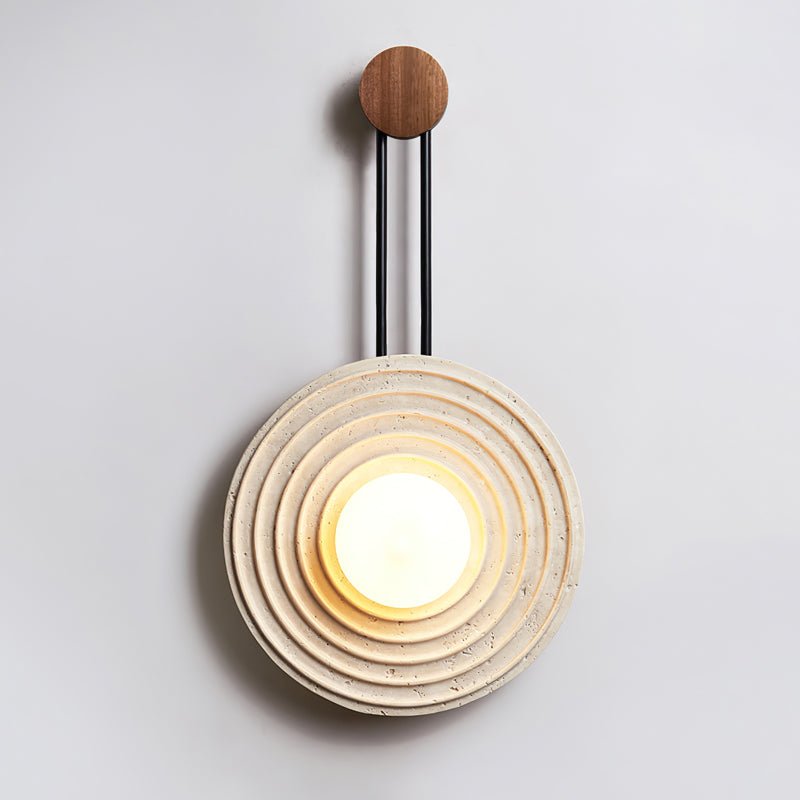 Isoror Spiral-Ring Travertine Wall Light-Neutral Decor