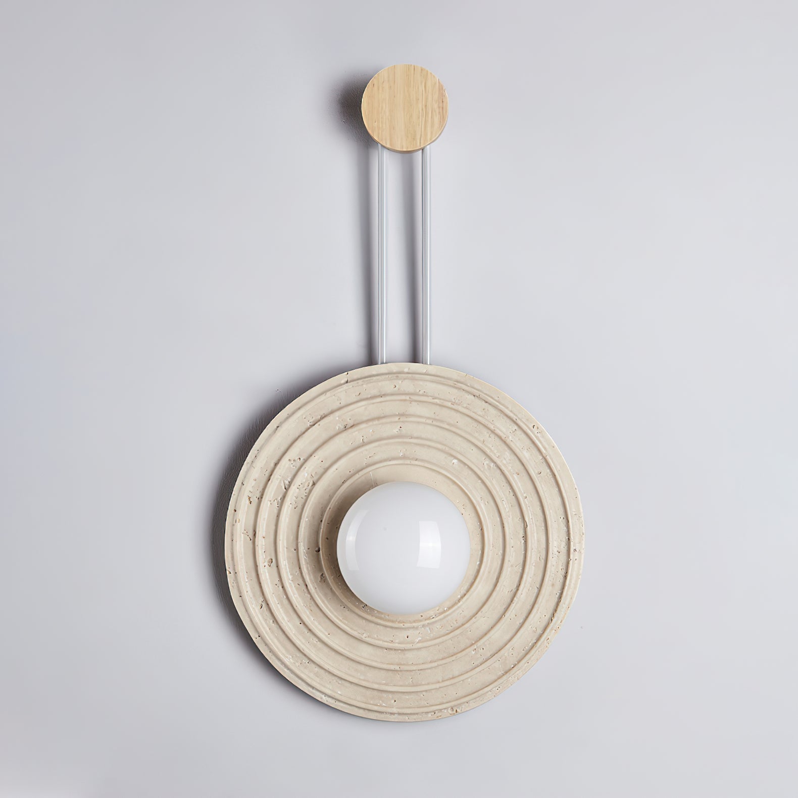 Isoror Spiral-Ring Travertine Wall Light-Neutral Decor