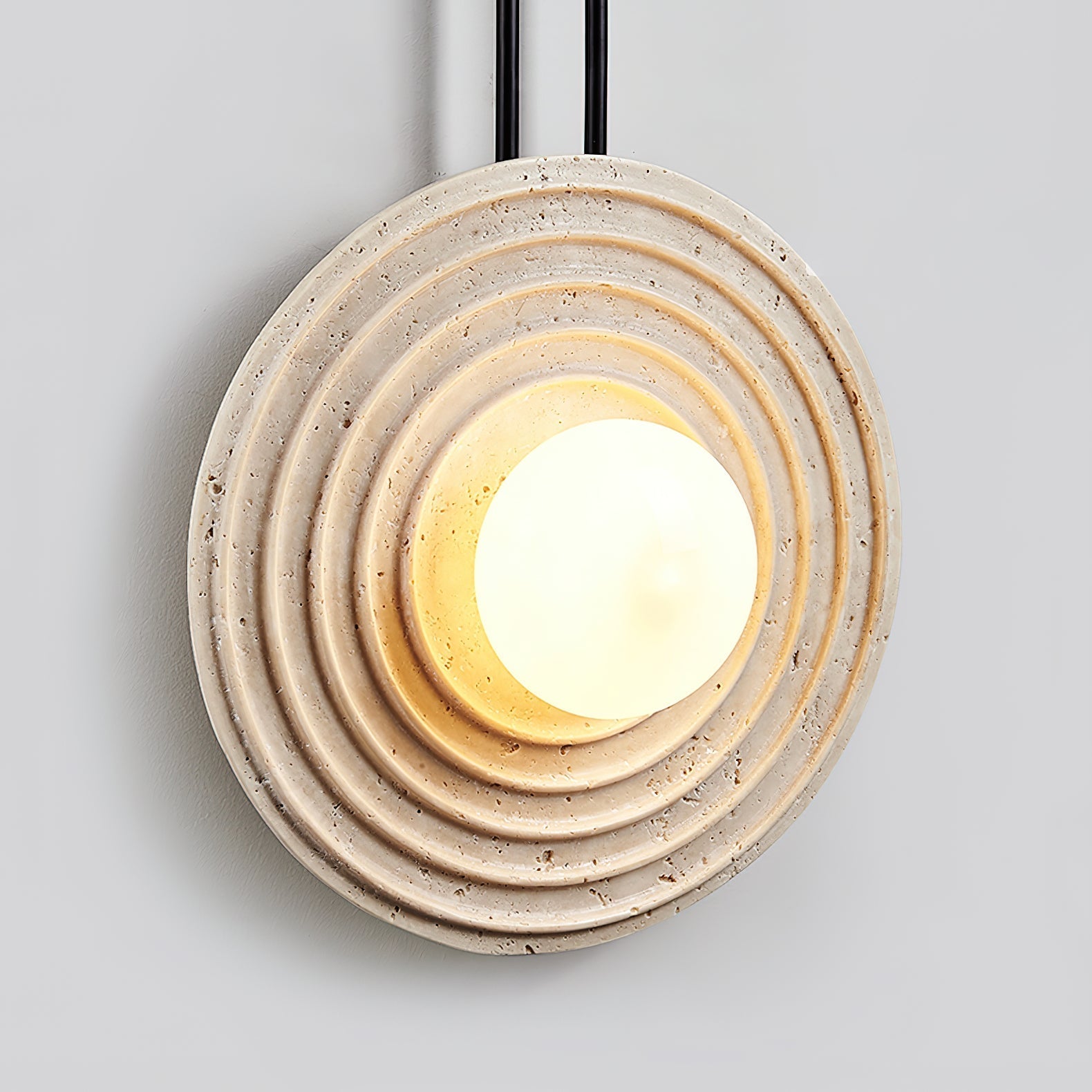 Isoror Spiral-Ring Travertine Wall Light-Neutral Decor
