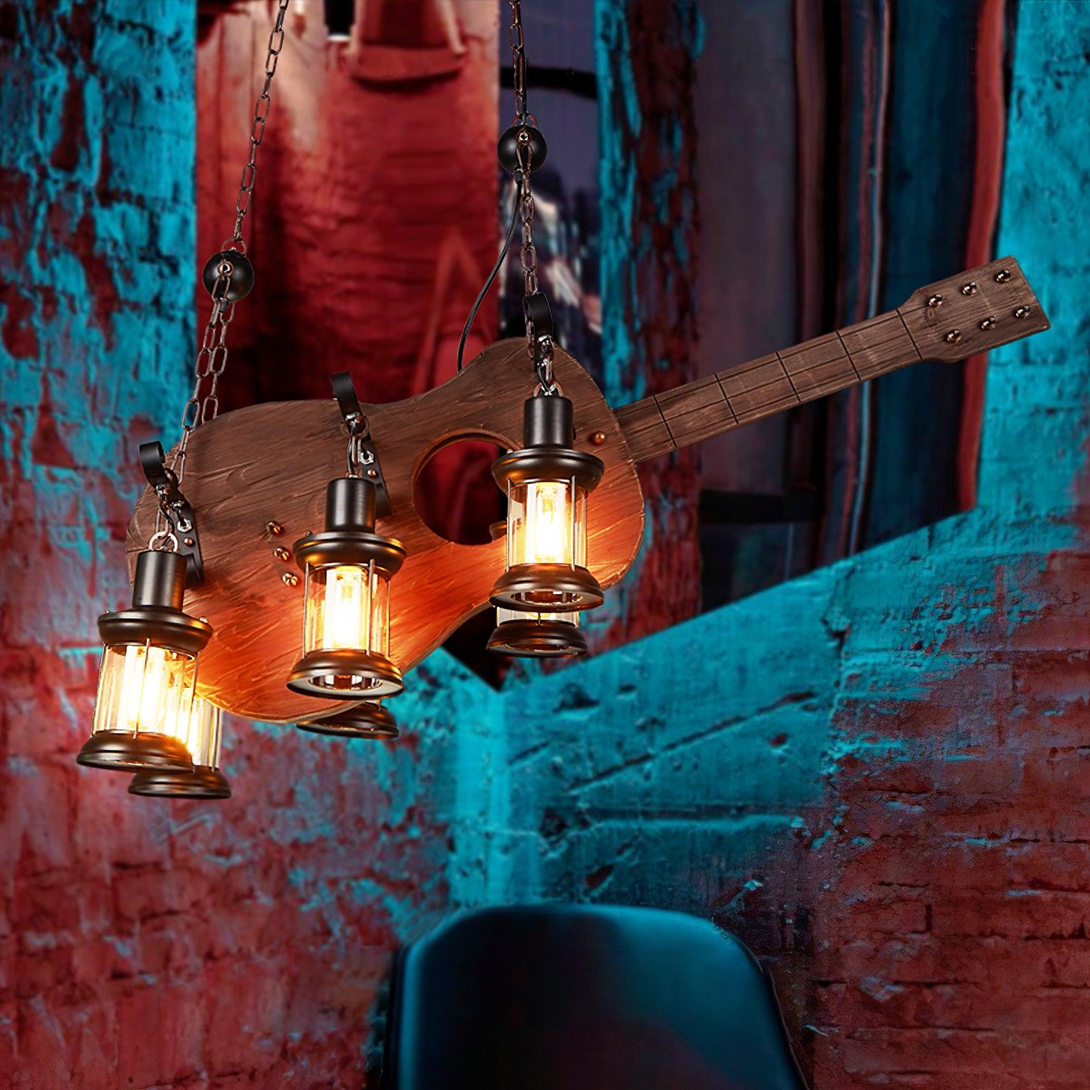 Ciro Pendant Lamp Guitar Rustic Wood Vintage-Neutral Decor