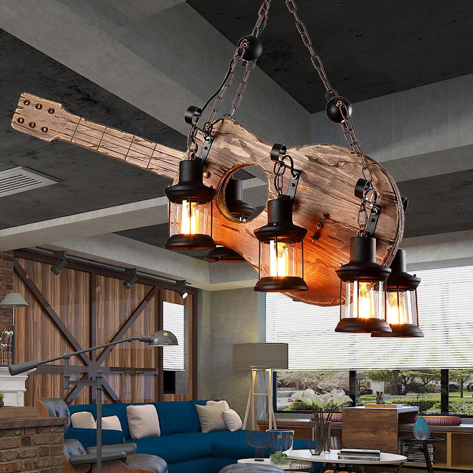 Ciro Pendant Lamp Guitar Rustic Wood Vintage-Neutral Decor