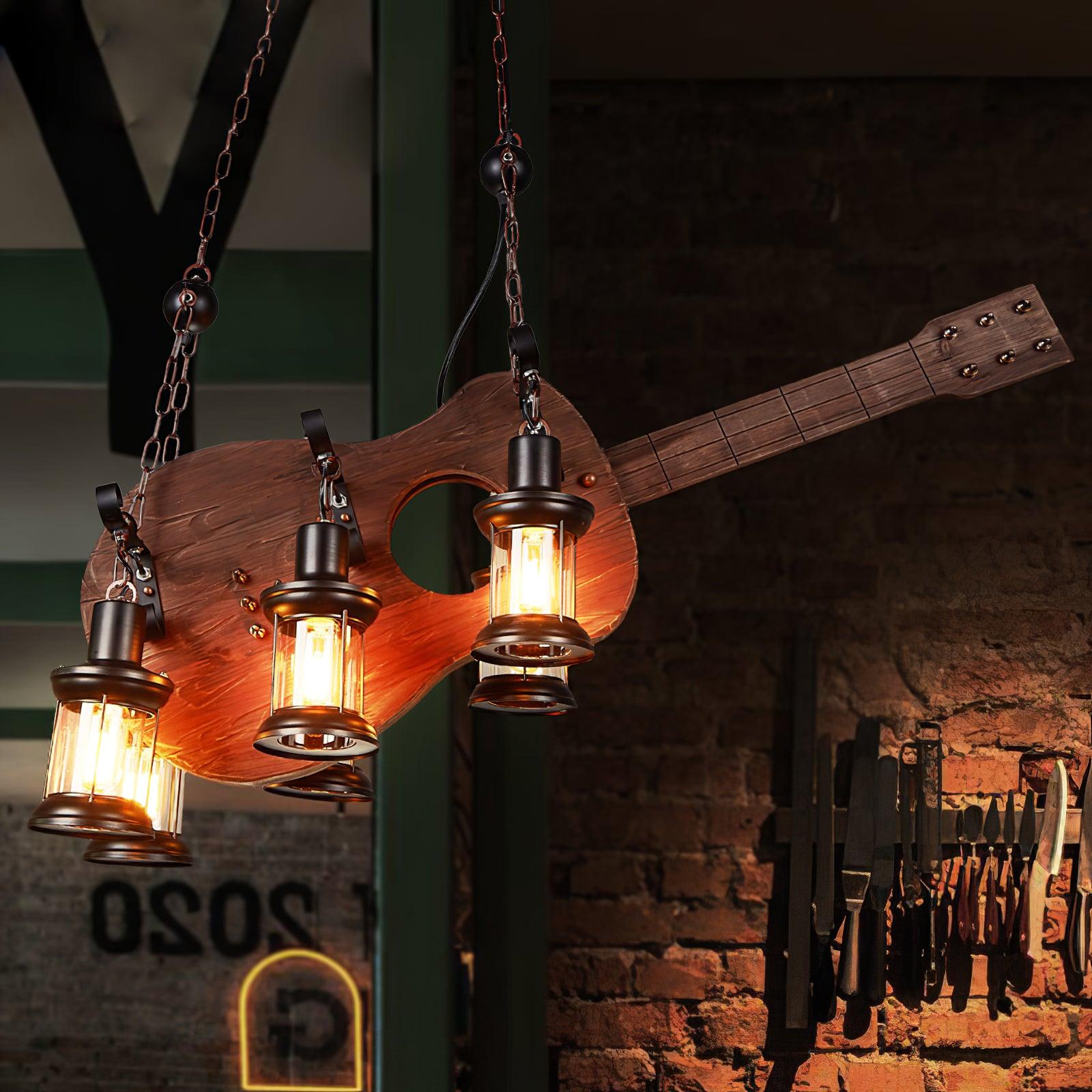 Ciro Pendant Lamp Guitar Rustic Wood Vintage-Neutral Decor