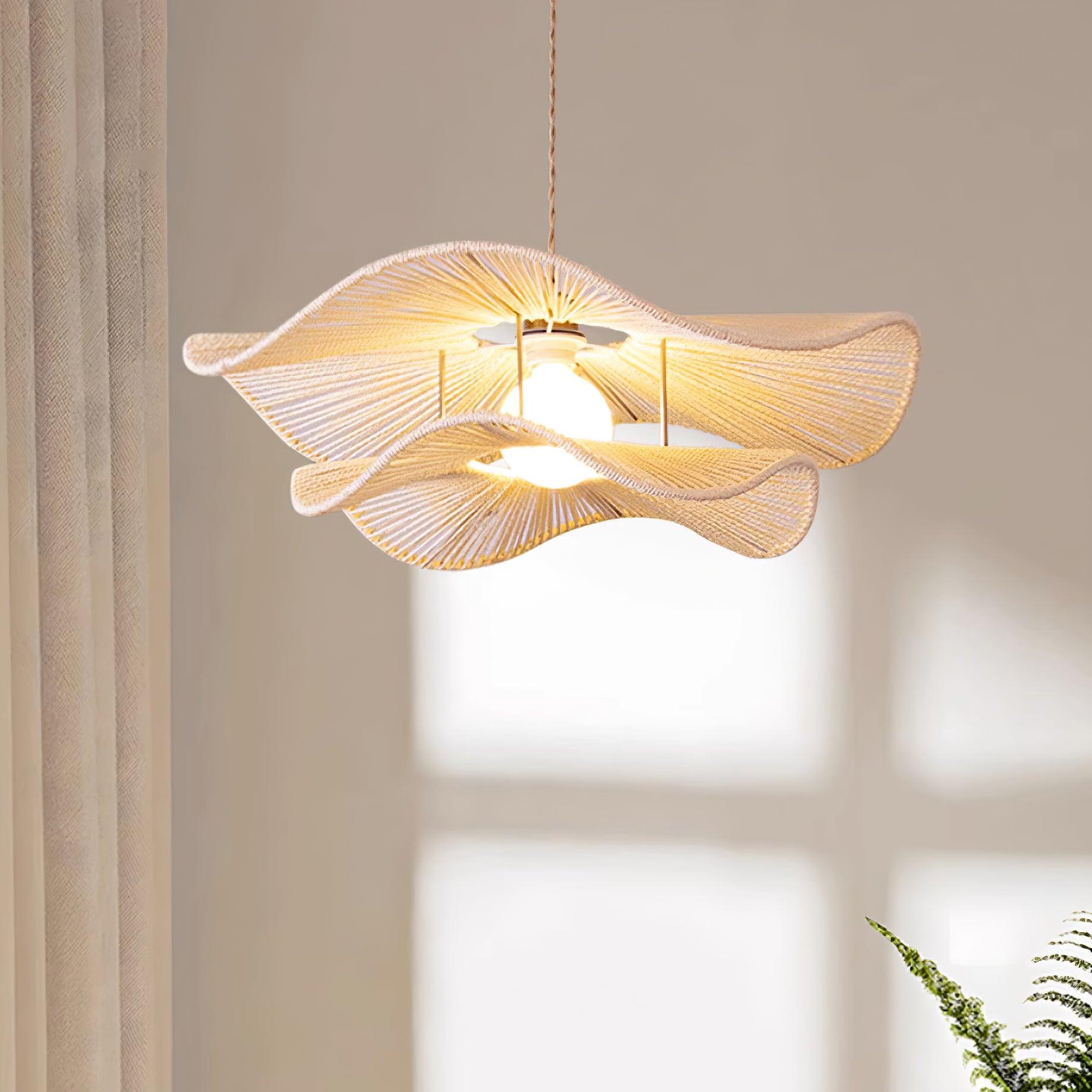 Solin Wave Rattan Pendant Light-Neutral Decor