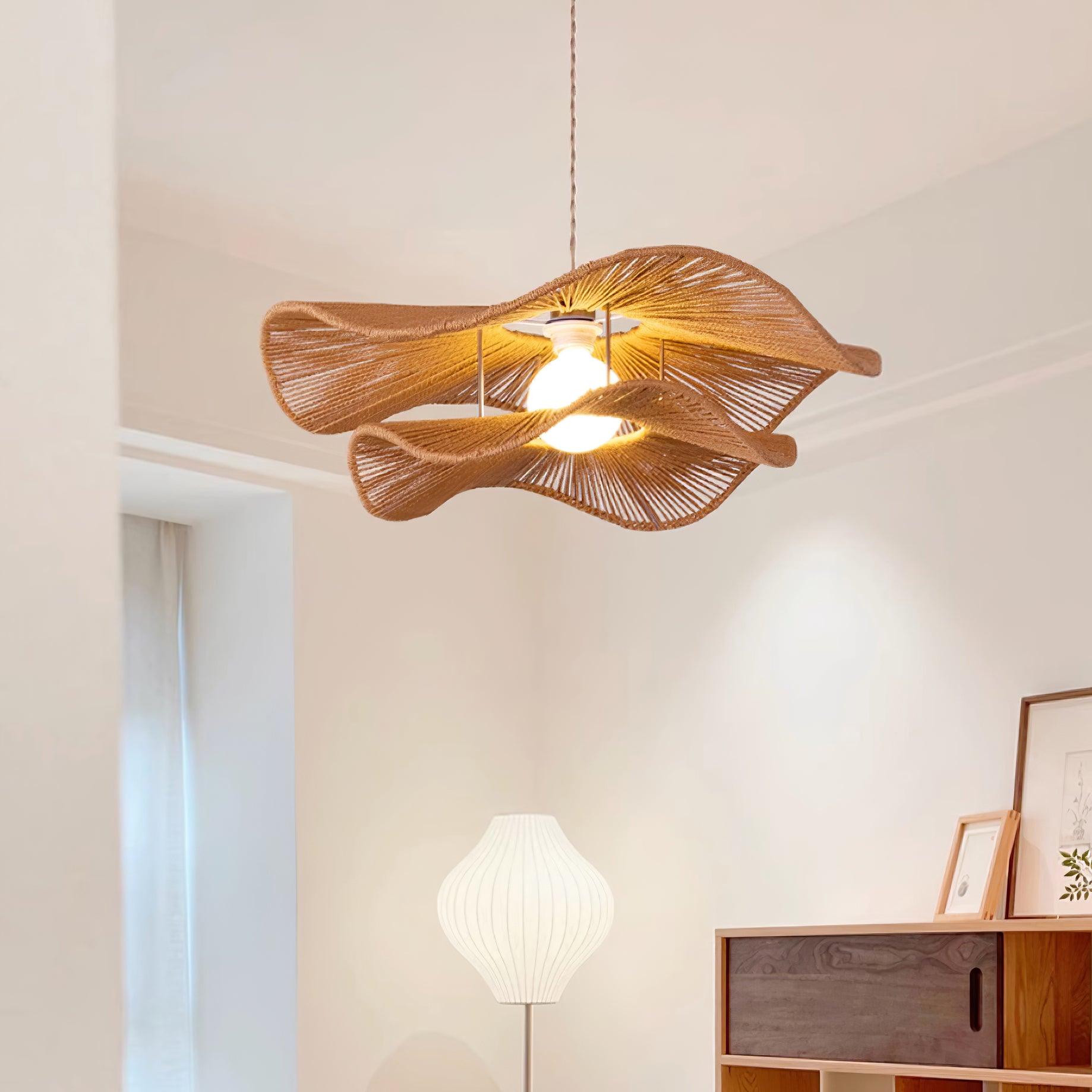 Solin Wave Rattan Pendant Light-Neutral Decor