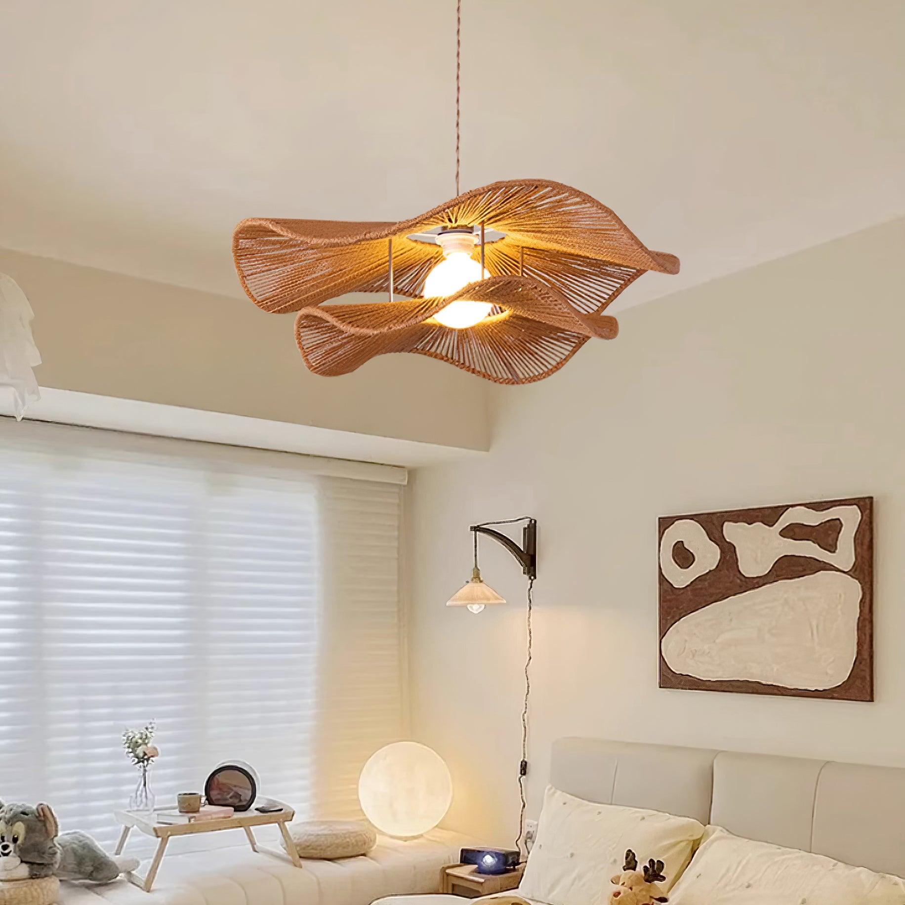Solin Wave Rattan Pendant Light-Neutral Decor