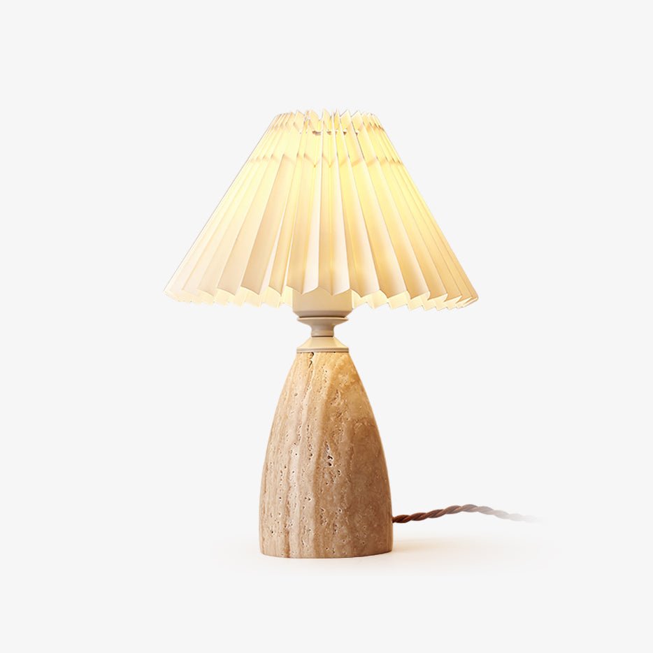 Arsorarae Pleated Travertine Table Lamp-Neutral Decor