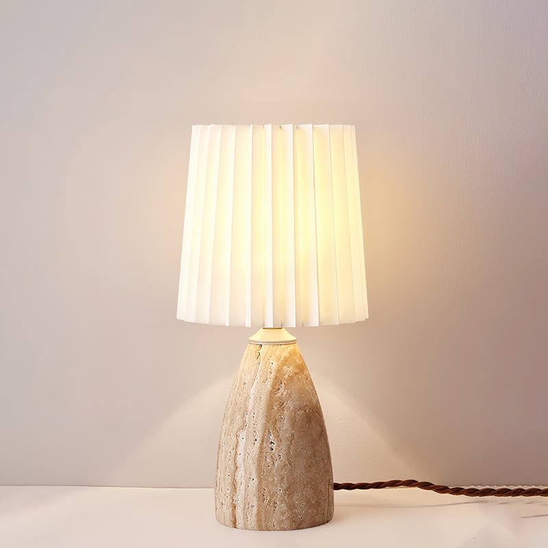 Arsorarae Pleated Travertine Table Lamp-Neutral Decor