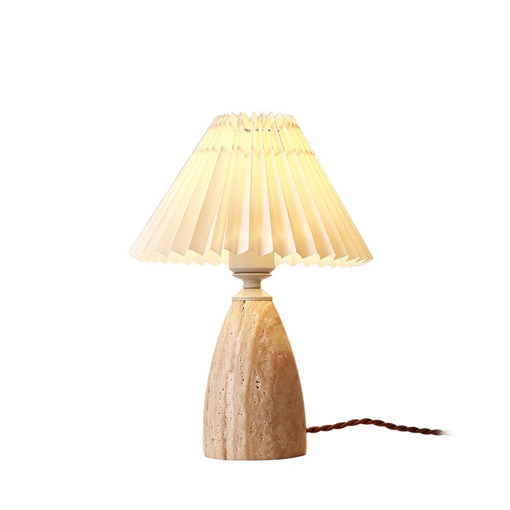 Arsorarae Pleated Travertine Table Lamp-Neutral Decor