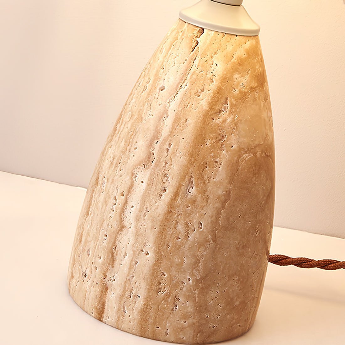Arsorarae Pleated Travertine Table Lamp-Neutral Decor