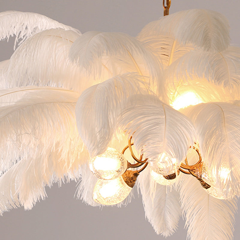 O'Moore Nordic Luxury Pendant Light, Brass/Feather - Neutral Decor