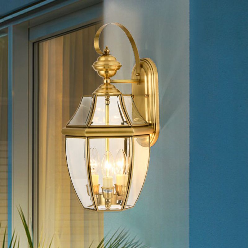 Ray Vintage Lantern Metal Outdoor Wall Lamp, Gold - Neutral Decor