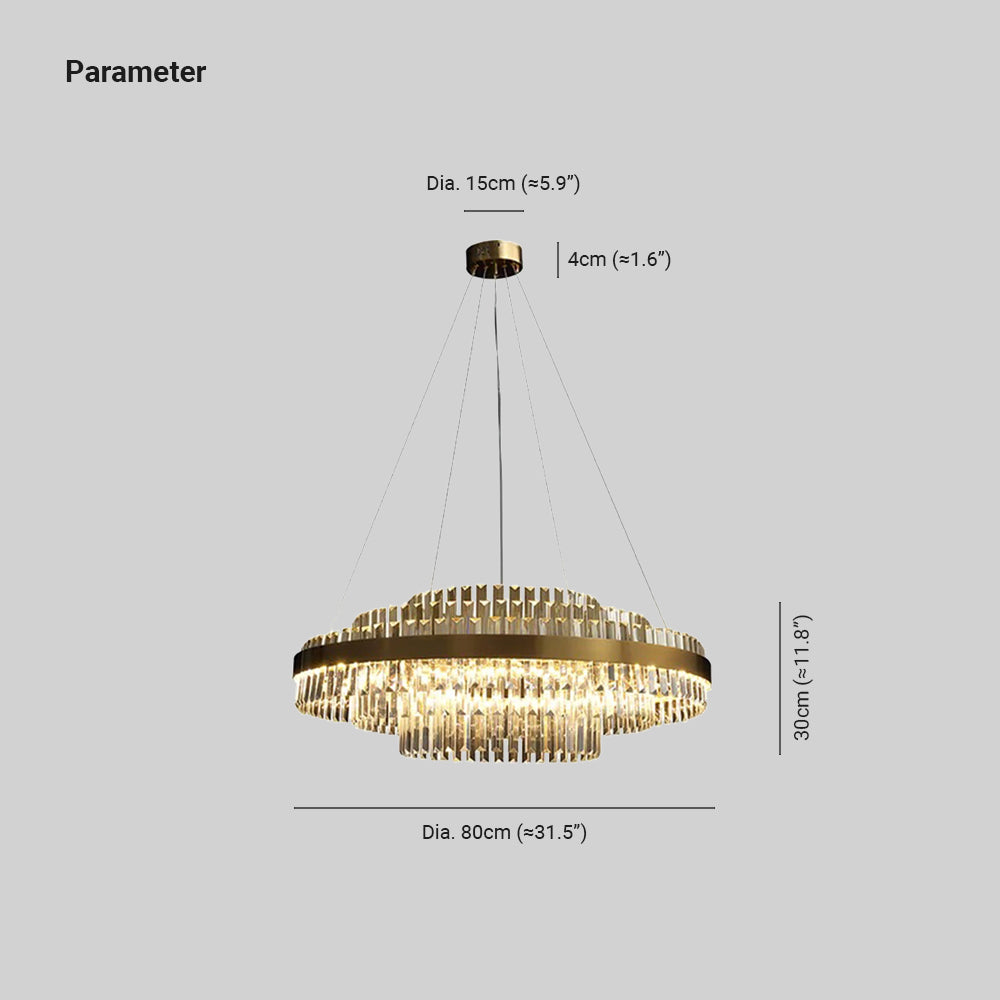 Kristy Modern Tiered Crystal LED Chandelier in Brass Living Room - Neutral Decor