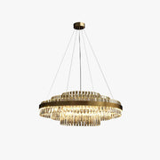 Kristy Modern Tiered Crystal LED Chandelier in Brass Living Room - Neutral Decor