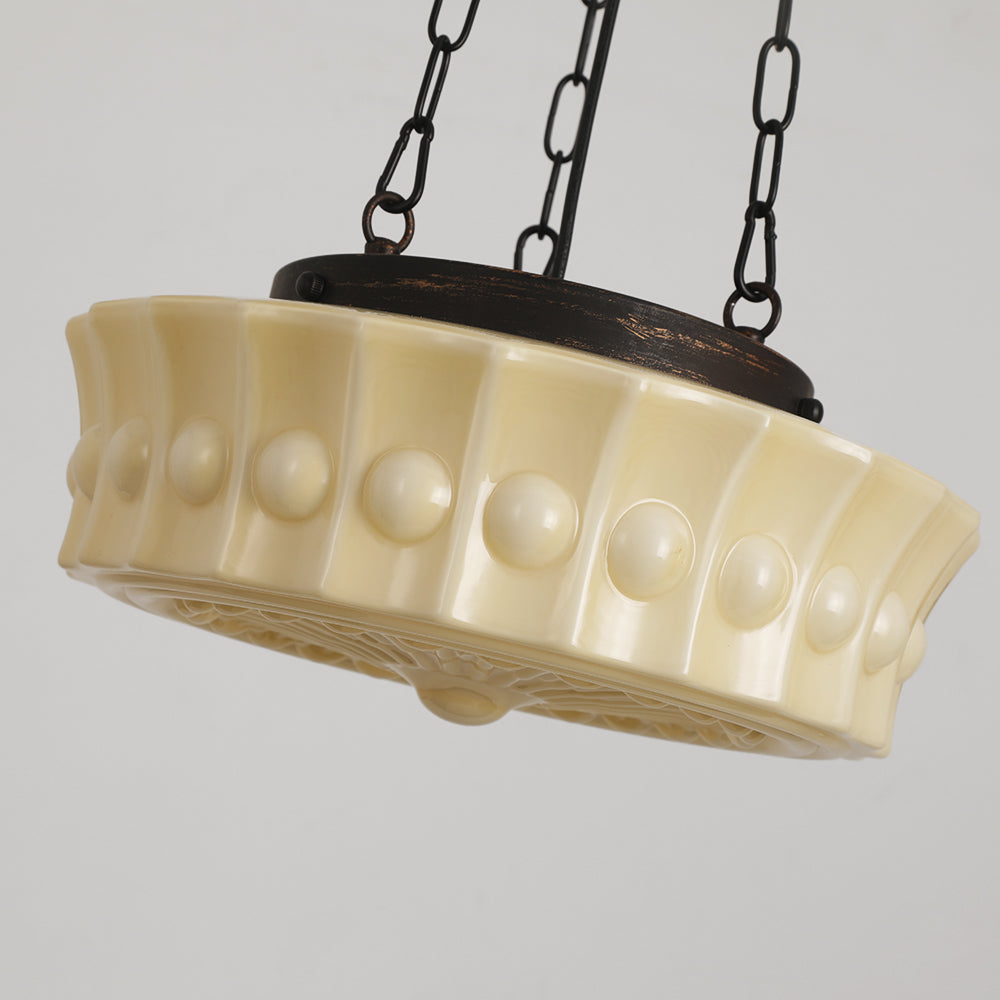 Valentina Vintage French Country Dome Pendant Light, White/Beige - Neutral Decor