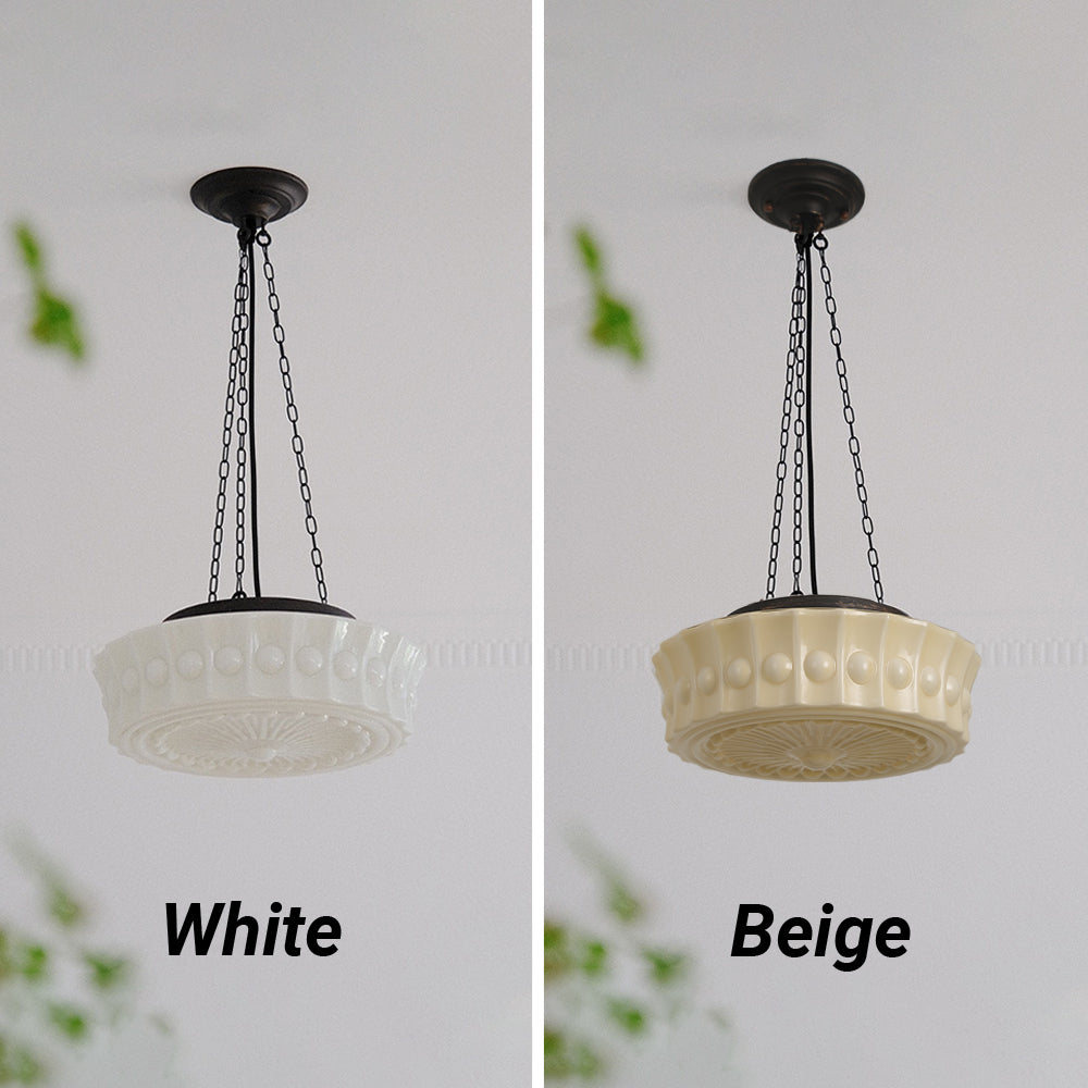 Valentina Vintage French Country Dome Pendant Light, White/Beige - Neutral Decor
