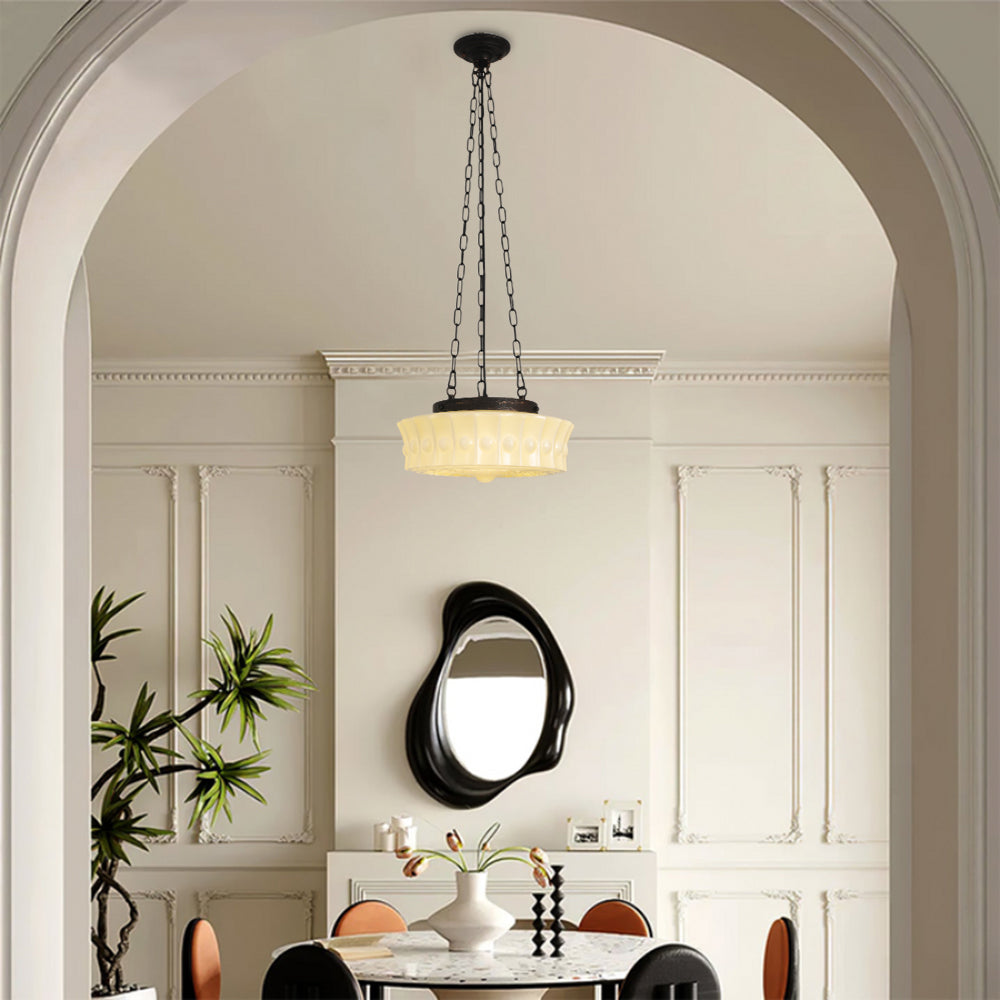 Valentina Vintage French Country Dome Pendant Light, White/Beige - Neutral Decor