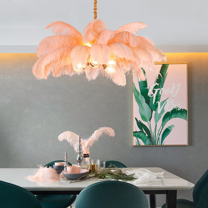 O'Moore Nordic Luxury Pendant Light, Brass/Feather - Neutral Decor