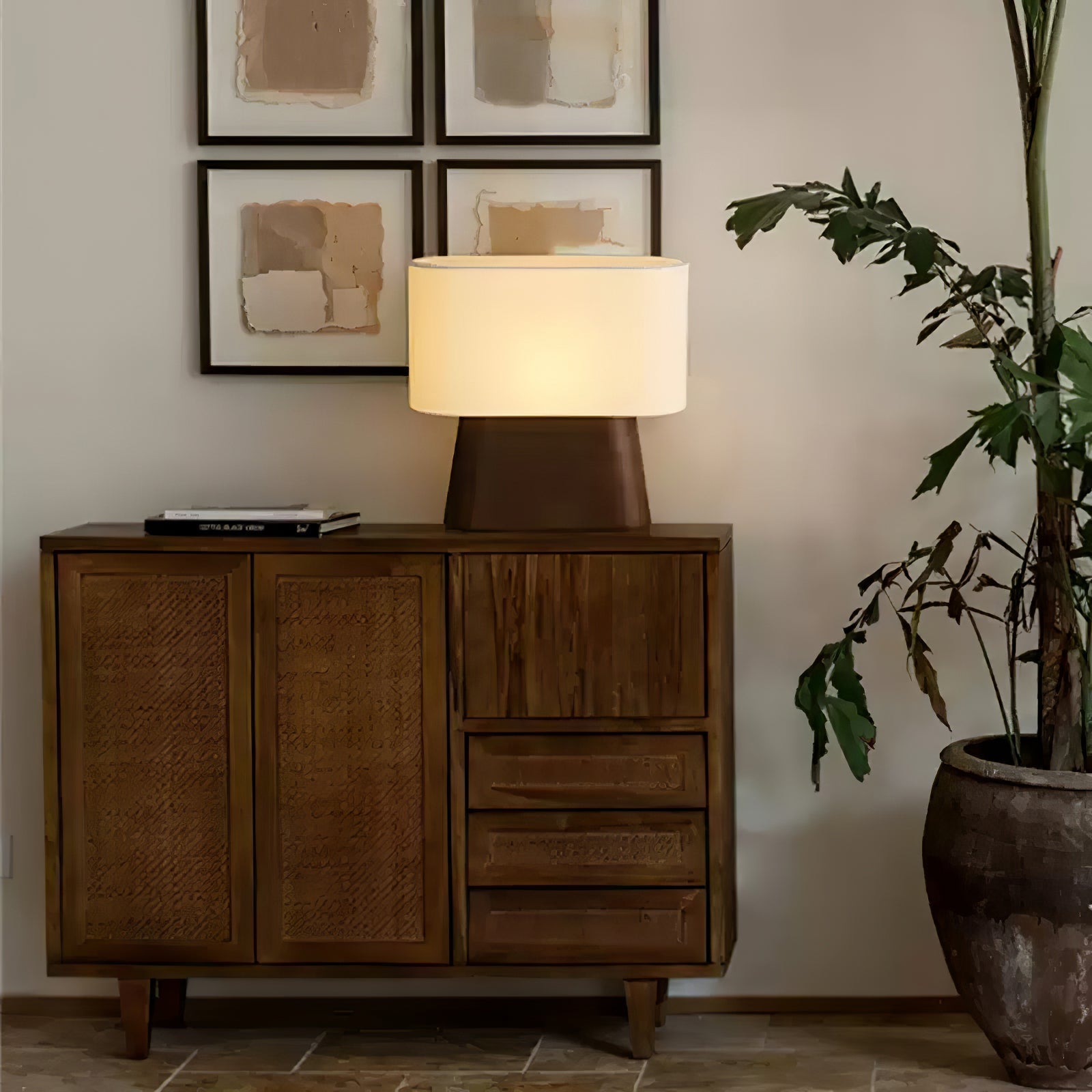Grashen Wood & Fabric Table Lamp-Neutral Decor