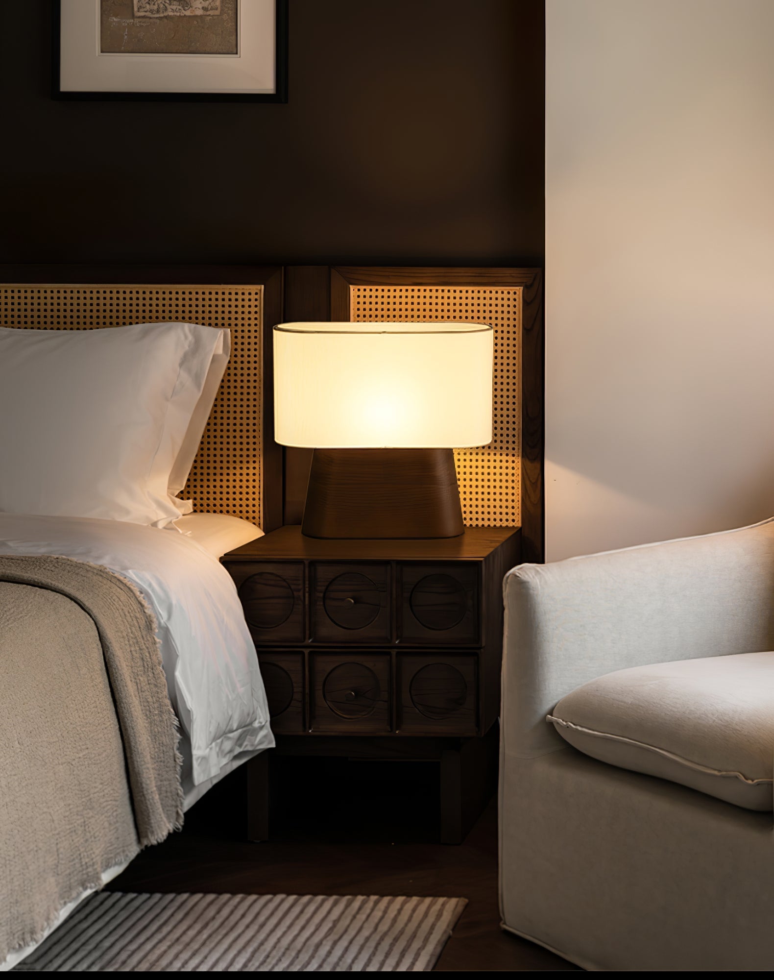Grashen Wood & Fabric Table Lamp-Neutral Decor