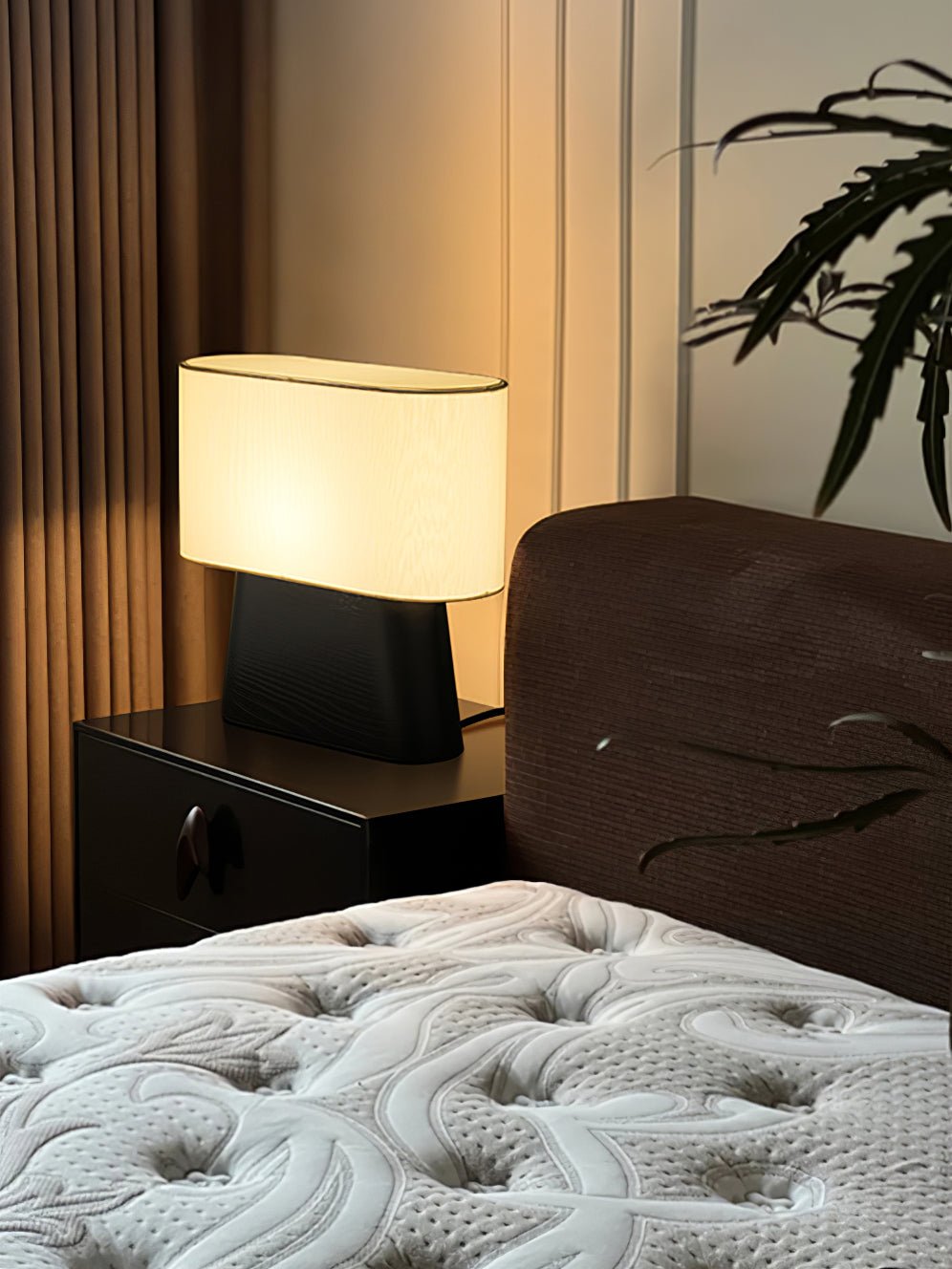 Grashen Wood & Fabric Table Lamp-Neutral Decor