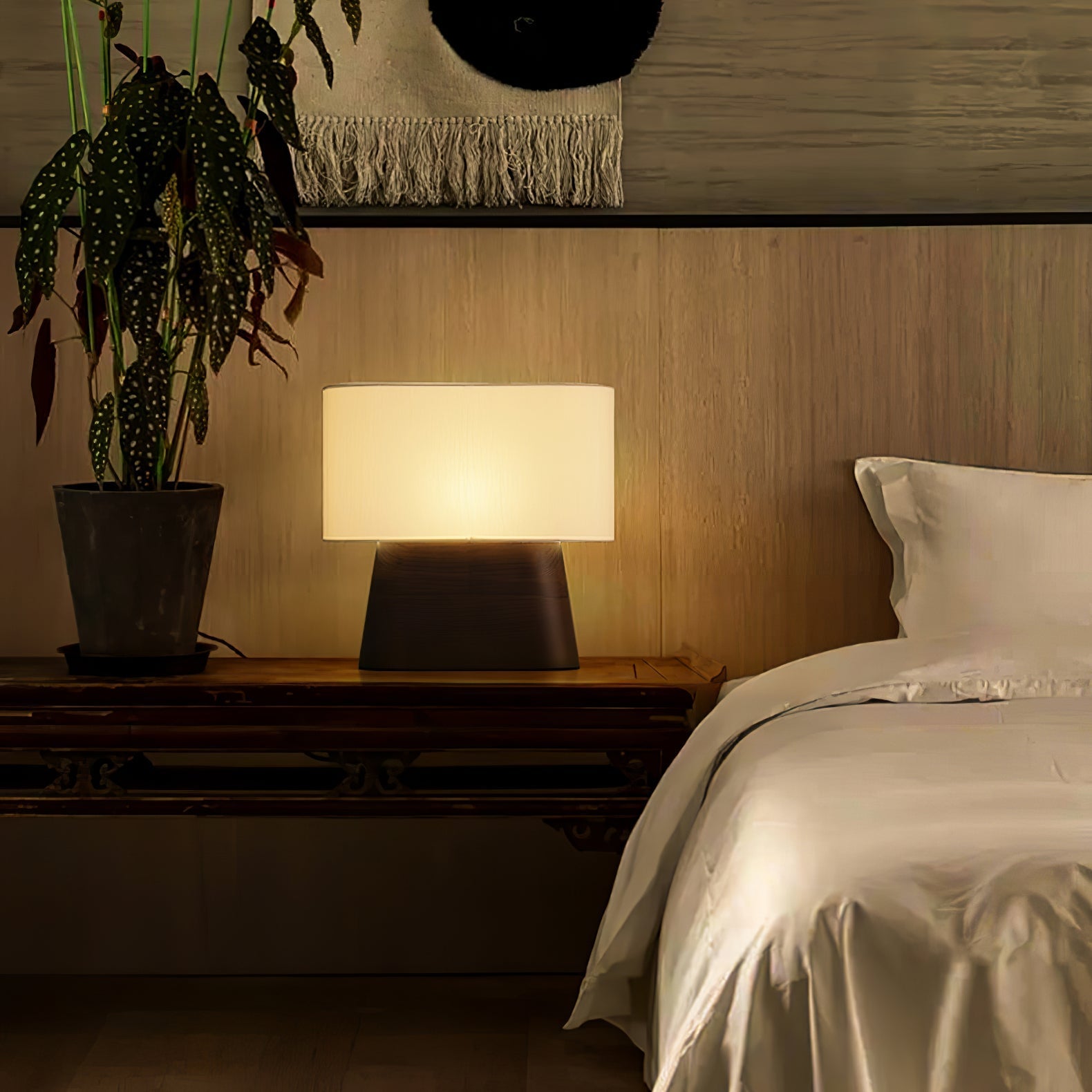 Grashen Wood & Fabric Table Lamp-Neutral Decor