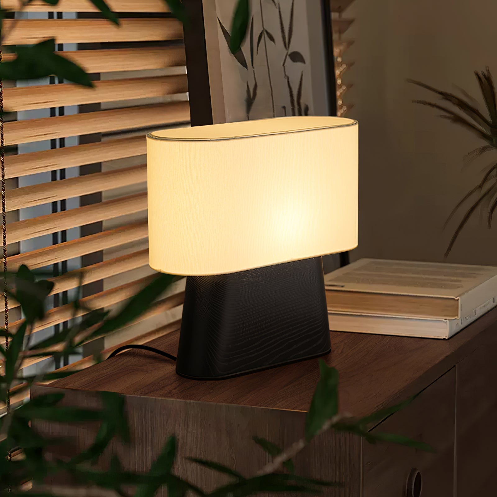 Grashen Wood & Fabric Table Lamp-Neutral Decor