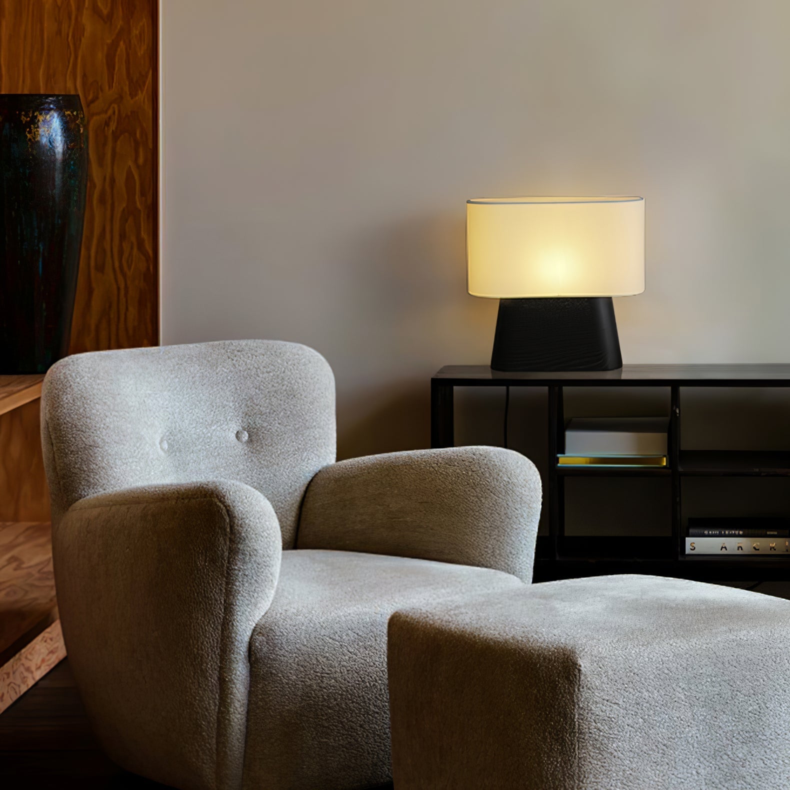 Grashen Wood & Fabric Table Lamp-Neutral Decor
