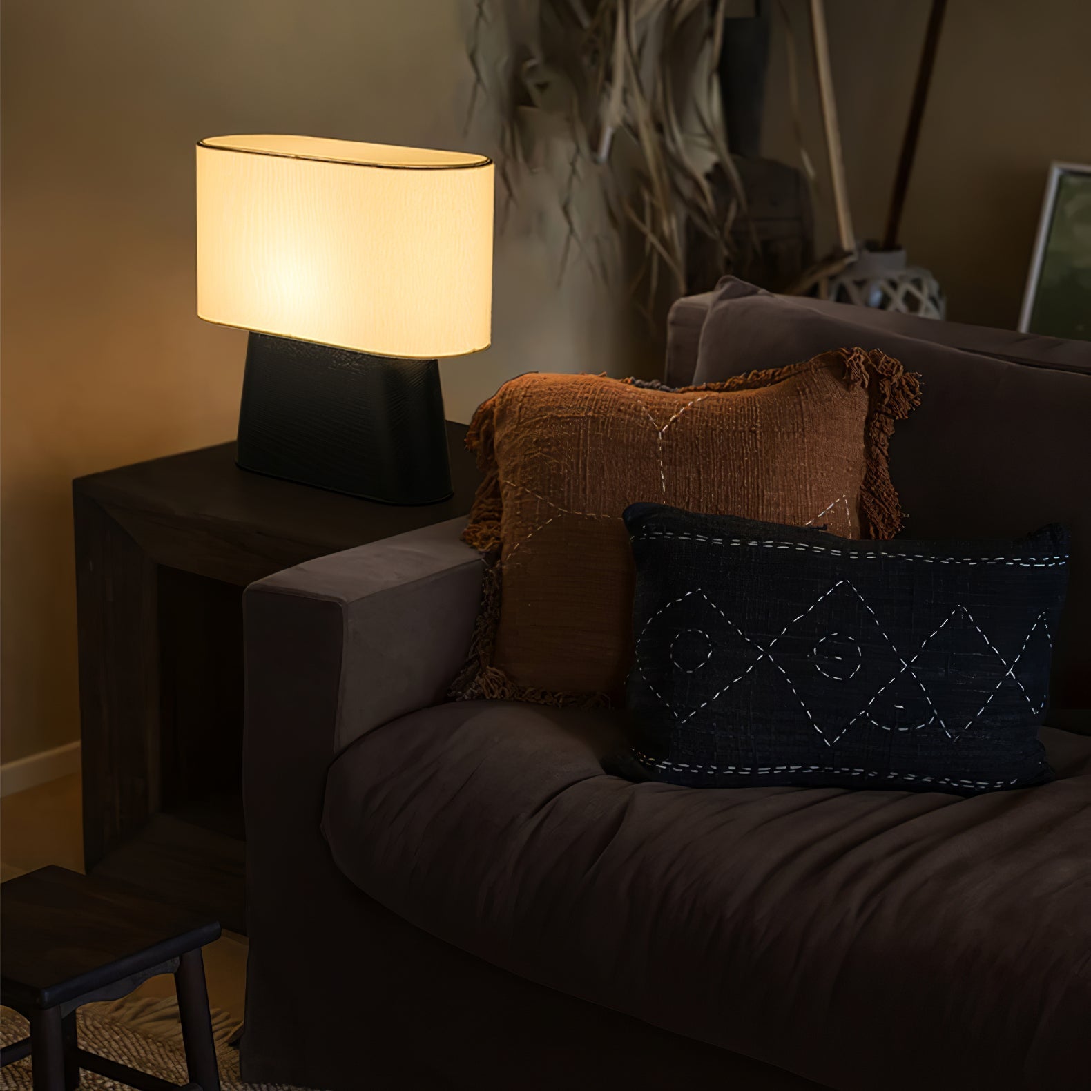 Grashen Wood & Fabric Table Lamp-Neutral Decor