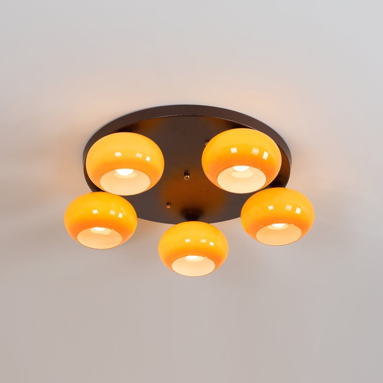 Luno 5-Light Amber Glass Flush Mount Ceiling Light-Neutral Decor
