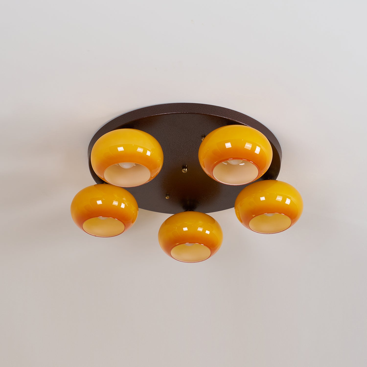 Aurevo 5-Light Amber Glass Flush Mount Ceiling Light