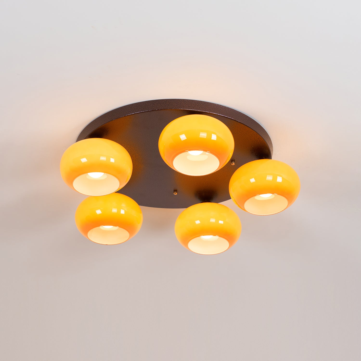 Luno 5-Light Amber Glass Flush Mount Ceiling Light-Neutral Decor