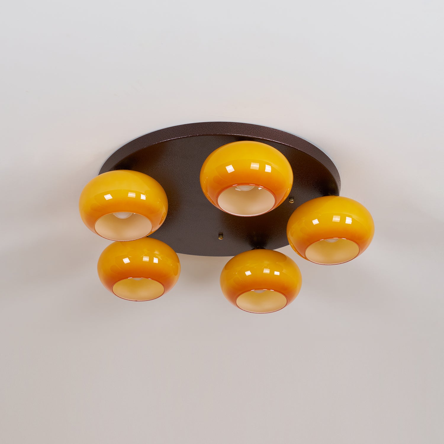 Luno 5-Light Amber Glass Flush Mount Ceiling Light-Neutral Decor