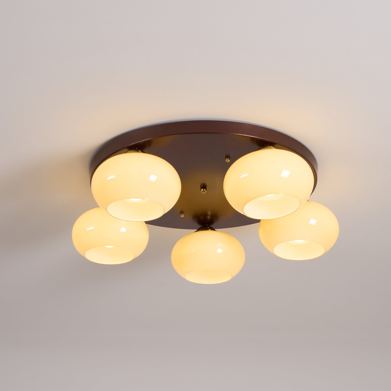 Luno 5-Light Amber Glass Flush Mount Ceiling Light-Neutral Decor