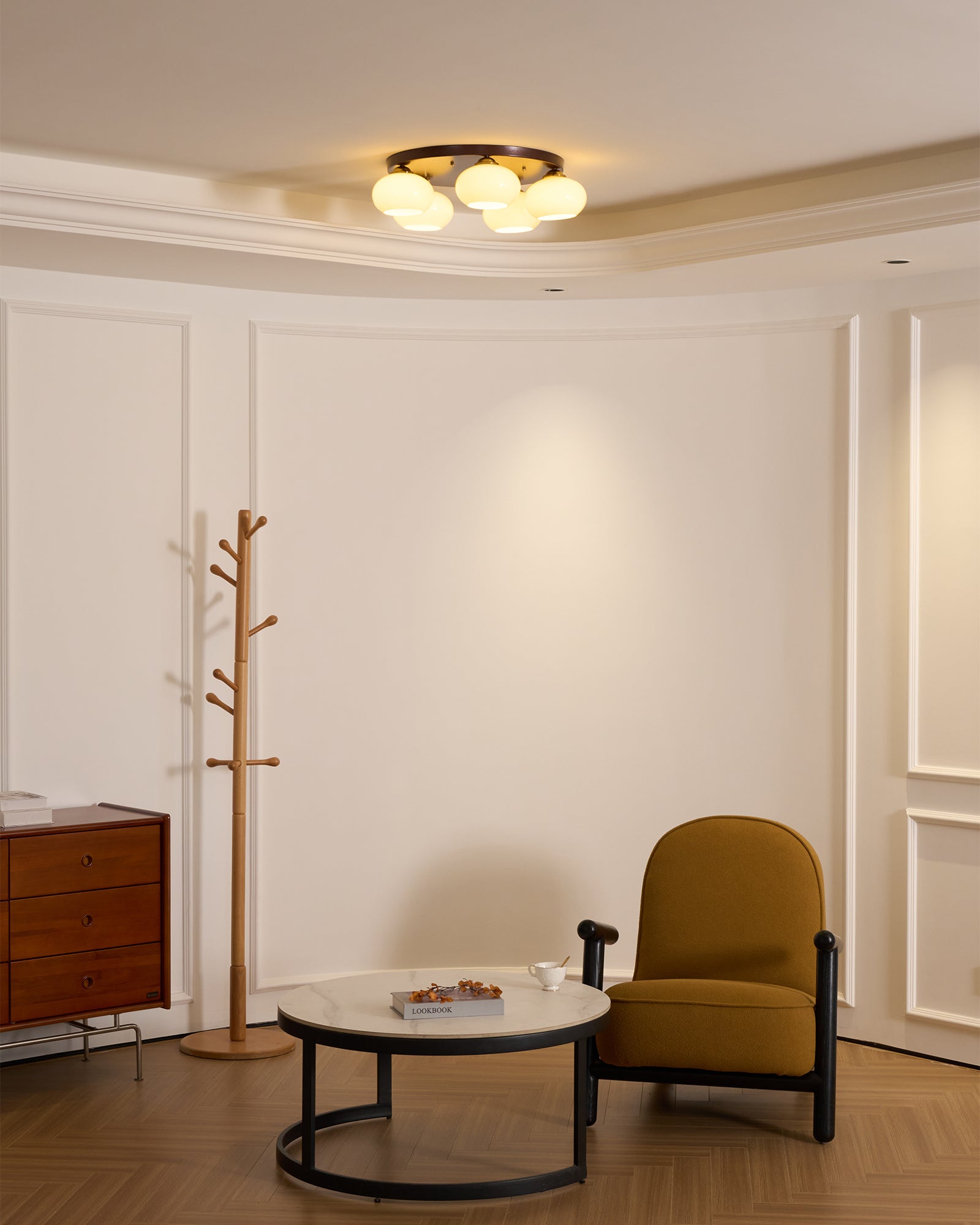 Luno 5-Light Amber Glass Flush Mount Ceiling Light-Neutral Decor