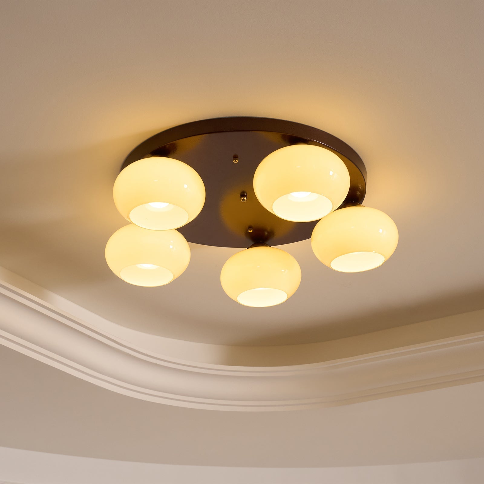 Aurevo 5-Light Amber Glass Flush Mount Ceiling Light