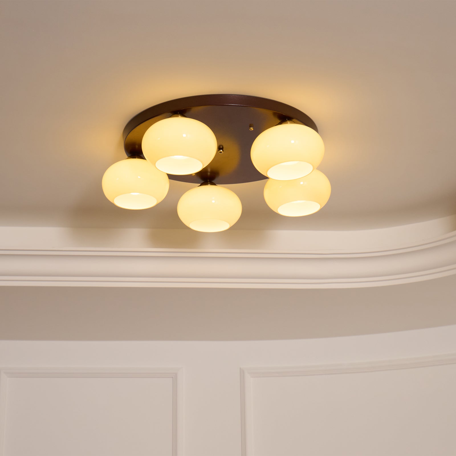 Aurevo 5-Light Amber Glass Flush Mount Ceiling Light