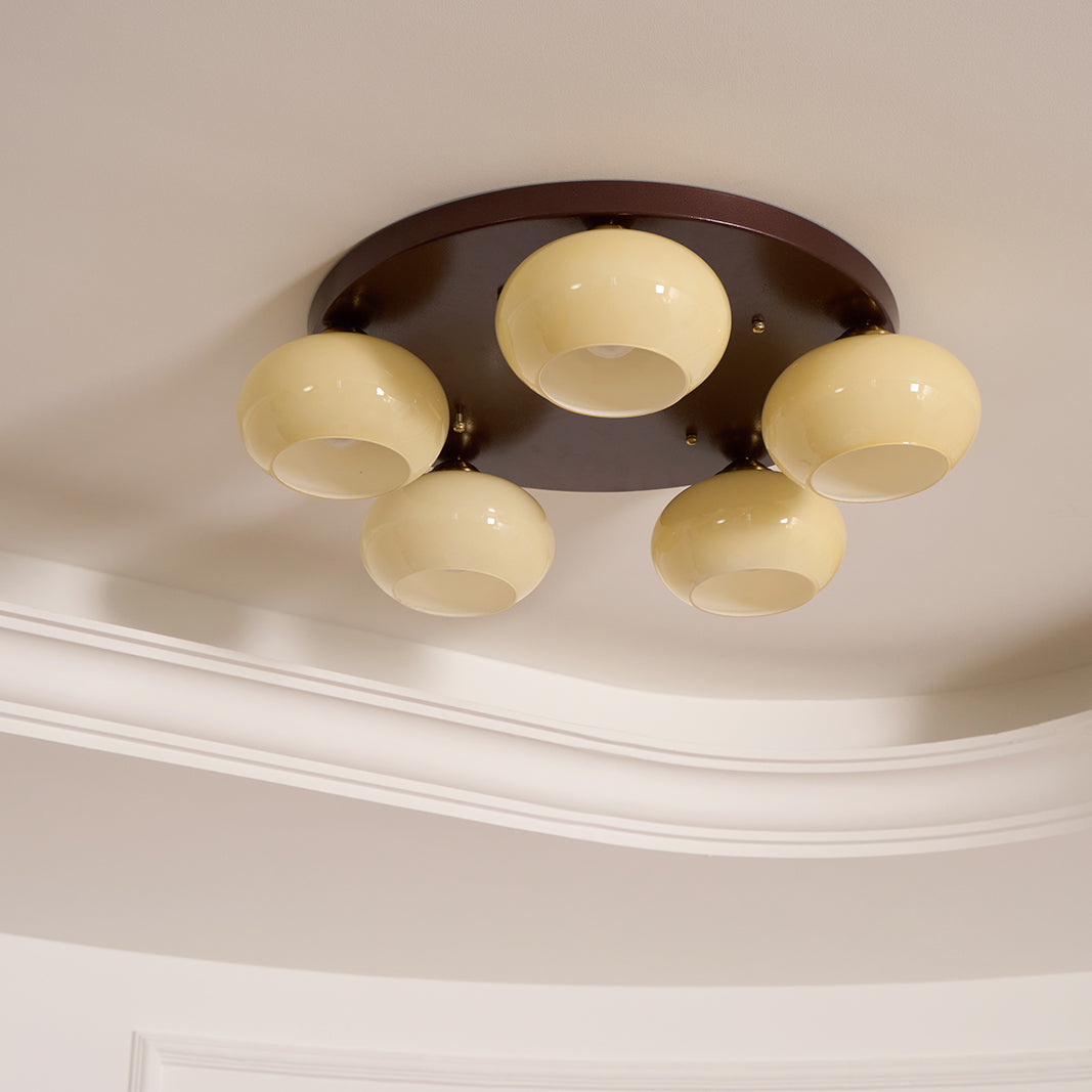 Aurevo 5-Light Amber Glass Flush Mount Ceiling Light