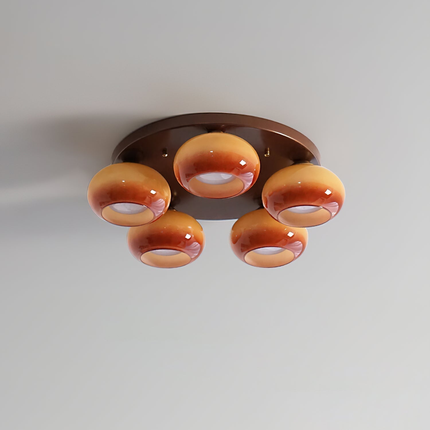 Luno 5-Light Amber Glass Flush Mount Ceiling Light-Neutral Decor