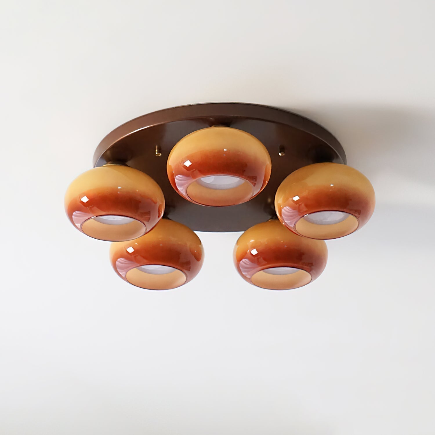 Luno 5-Light Amber Glass Flush Mount Ceiling Light-Neutral Decor