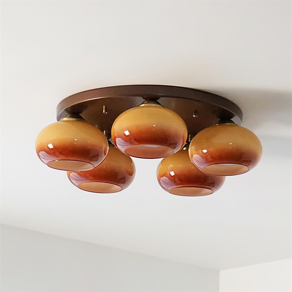 Luno 5-Light Amber Glass Flush Mount Ceiling Light-Neutral Decor