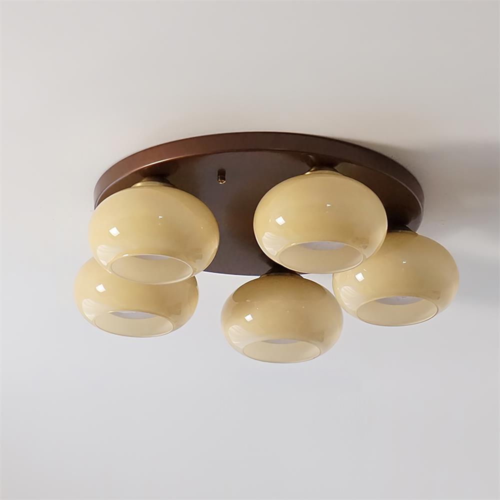 Luno 5-Light Amber Glass Flush Mount Ceiling Light-Neutral Decor