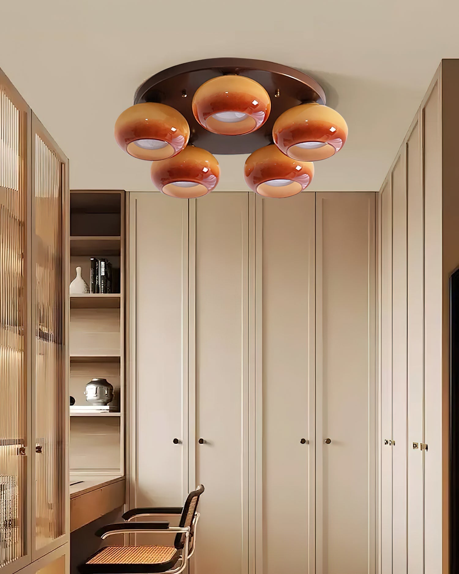 Luno 5-Light Amber Glass Flush Mount Ceiling Light-Neutral Decor
