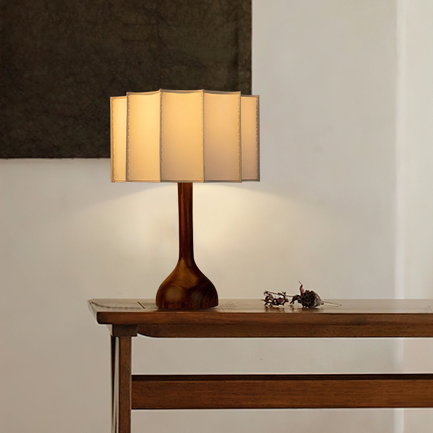 Livenq Wood Fabric Retro Table Lamp-Neutral Decor