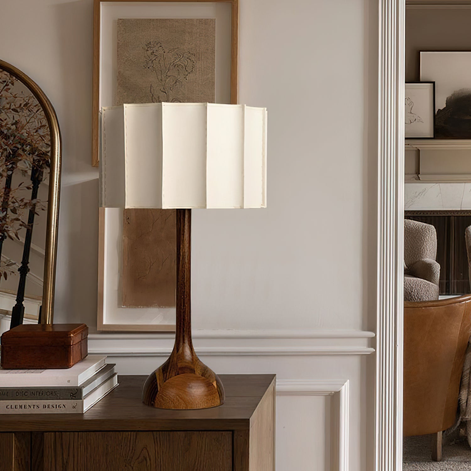 Livenq Wood Fabric Retro Table Lamp-Neutral Decor