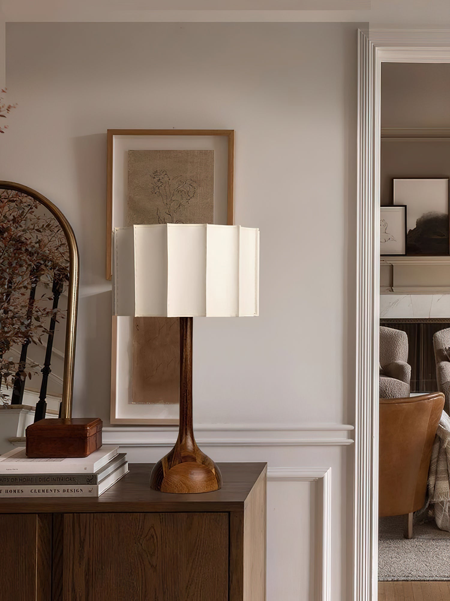 Livenq Wood Fabric Retro Table Lamp-Neutral Decor