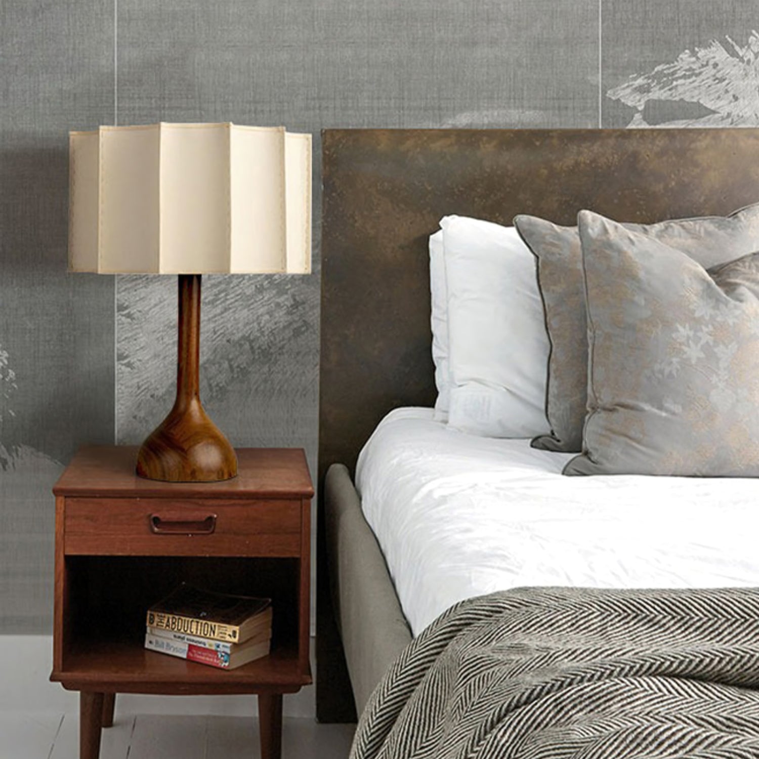 Livenq Wood Fabric Retro Table Lamp-Neutral Decor